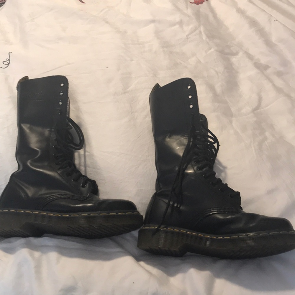 Doc Martens black mid calf 14 eyelet combat boots